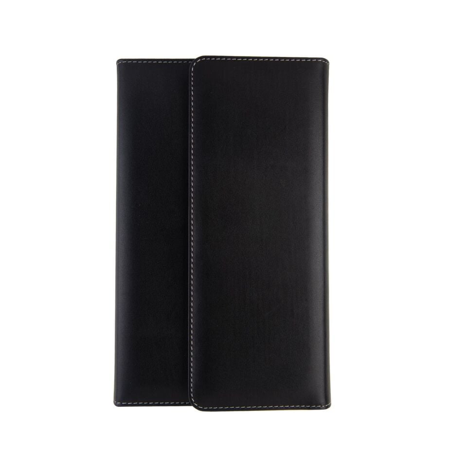 2k Suni Deri Kalemlik Boya Kalemi Dolma Kalem Roller Kalem Koleksiyon Kalem Çantası  24'Lü Mıknatıs Kapaklı Siyah