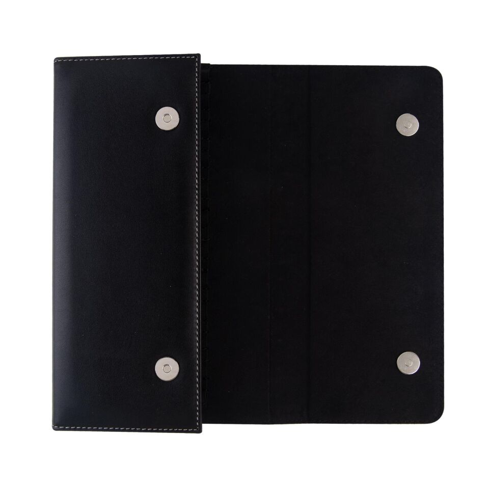 2k Suni Deri Kalemlik Boya Kalemi Dolma Kalem Roller Kalem Koleksiyon Kalem Çantası  24'Lü Mıknatıs Kapaklı Siyah