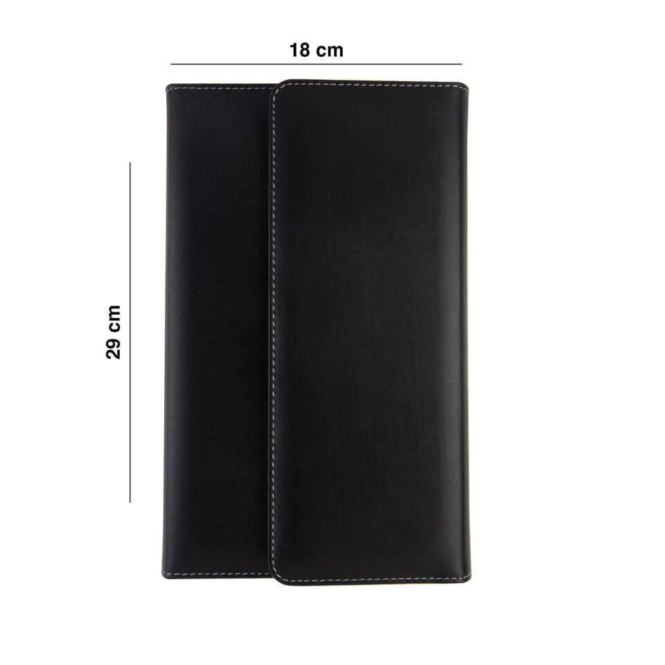 2k Suni Deri Kalemlik Boya Kalemi Dolma Kalem Roller Kalem Koleksiyon Kalem Çantası  24'Lü Mıknatıs Kapaklı Siyah