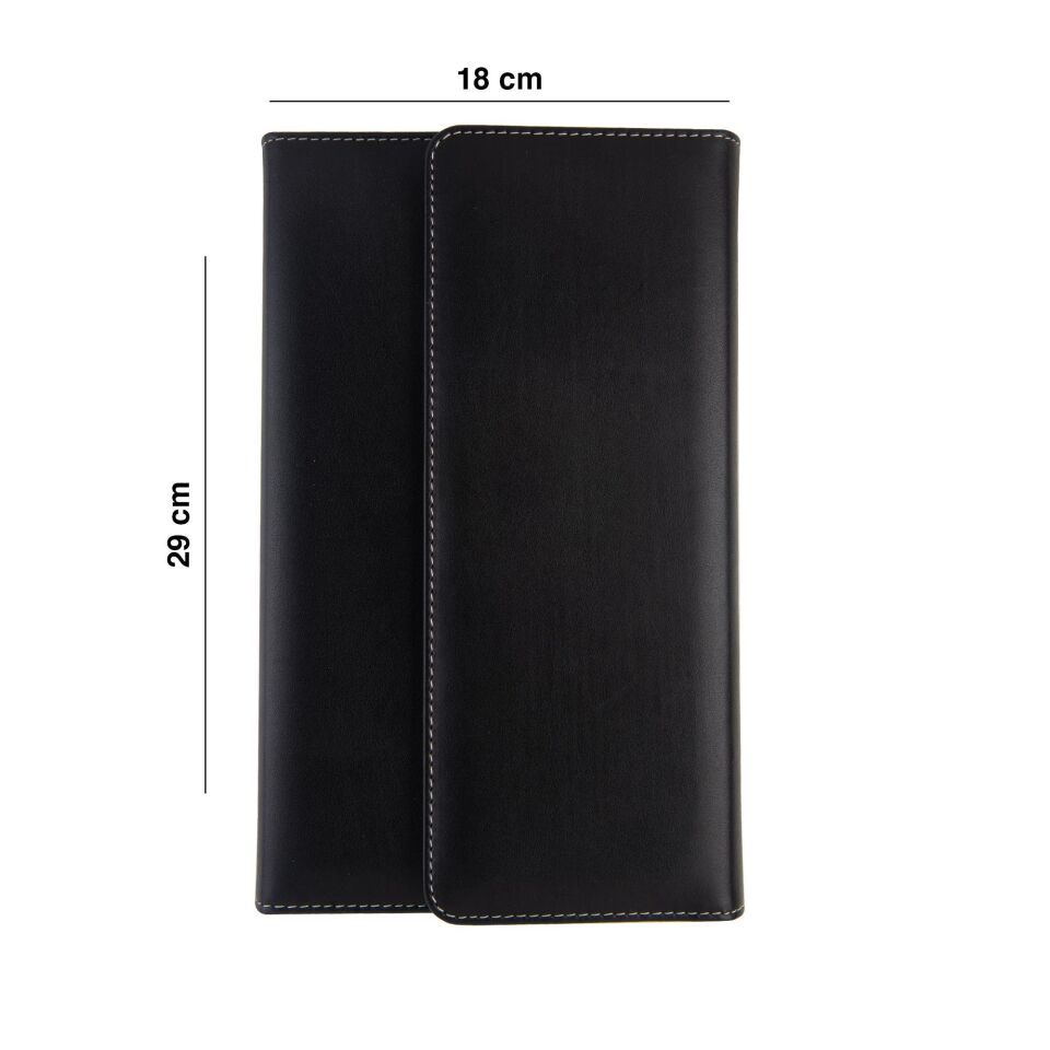 2k Suni Deri Kalemlik Boya Kalemi Dolma Kalem Roller Kalem Koleksiyon Kalem Çantası  24'Lü Mıknatıs Kapaklı Siyah