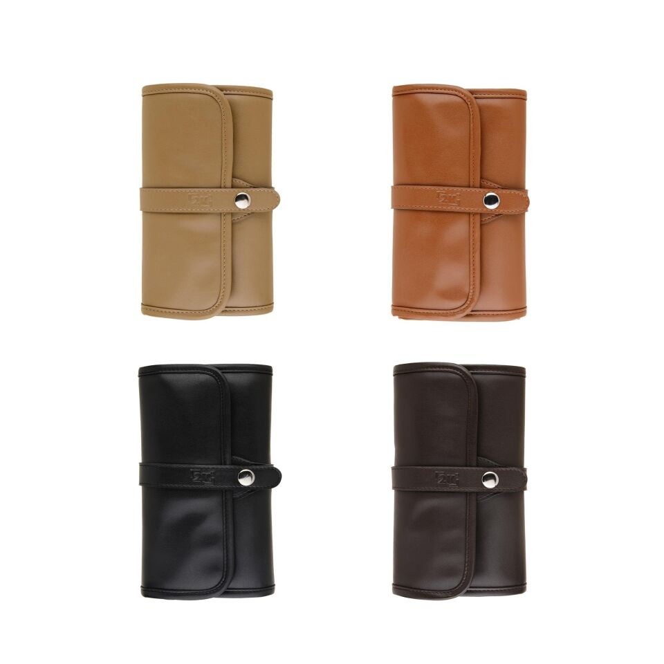 2k Rulo Kalemlik Sanatsal Kalemlik Dereceli Kalem Teknik Çizim Çantası Vegan 24'Lü Çıtçıtlı Açık 21x58 Cm Siyah