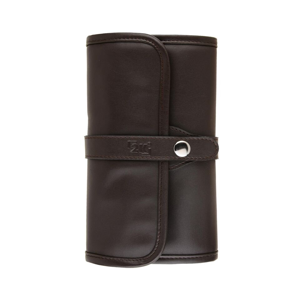 2k Rulo Kalemlik Sanatsal Kalemlik Dereceli Kalem Teknik Çizim Çantası Vegan 24'Lü Çıtçıtlı Açık 21x58 Cm Kahve