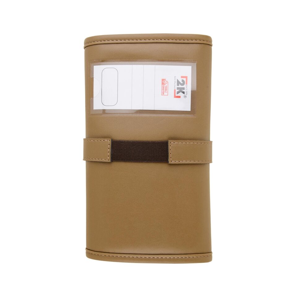 2k Rulo Kalemlik Sanatsal Kalemlik Dereceli Kalem Teknik Çizim Çantası Vegan 24'Lü Çıtçıtlı Açık 21x58 Cm Vizon