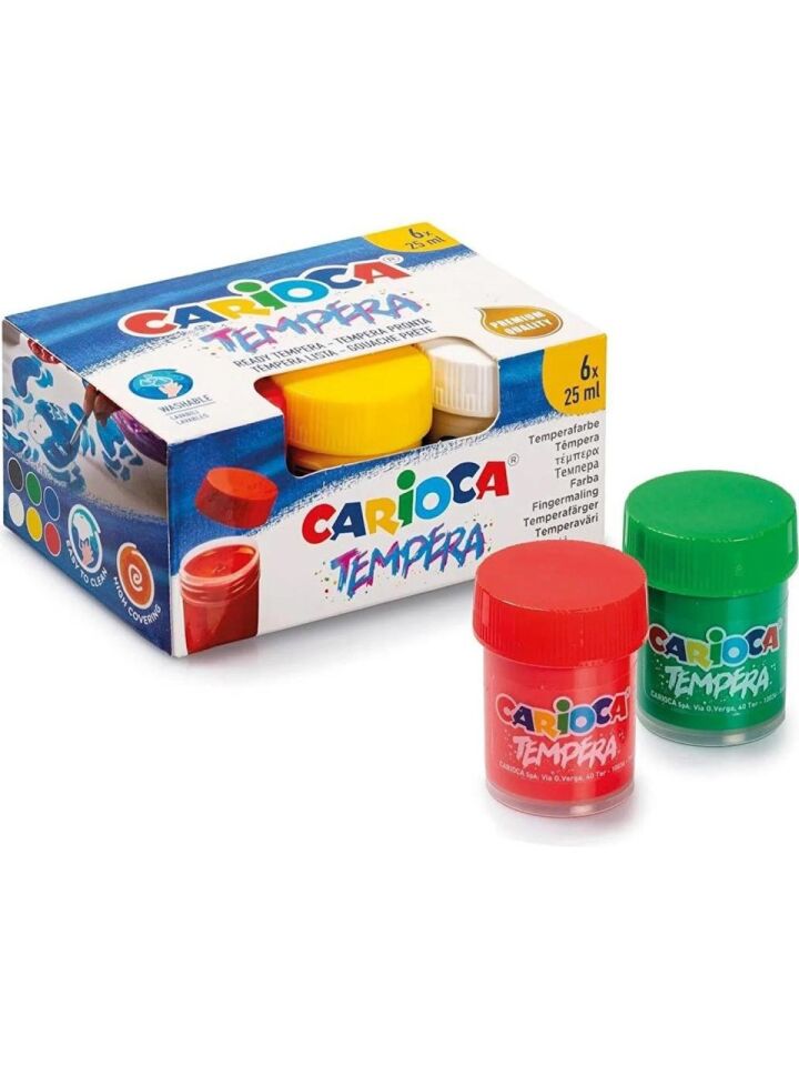 Carioca Metalik Tempera Suluboya Süper Yıkanabilir Fırçalı 6x25 Ml 6 Renk