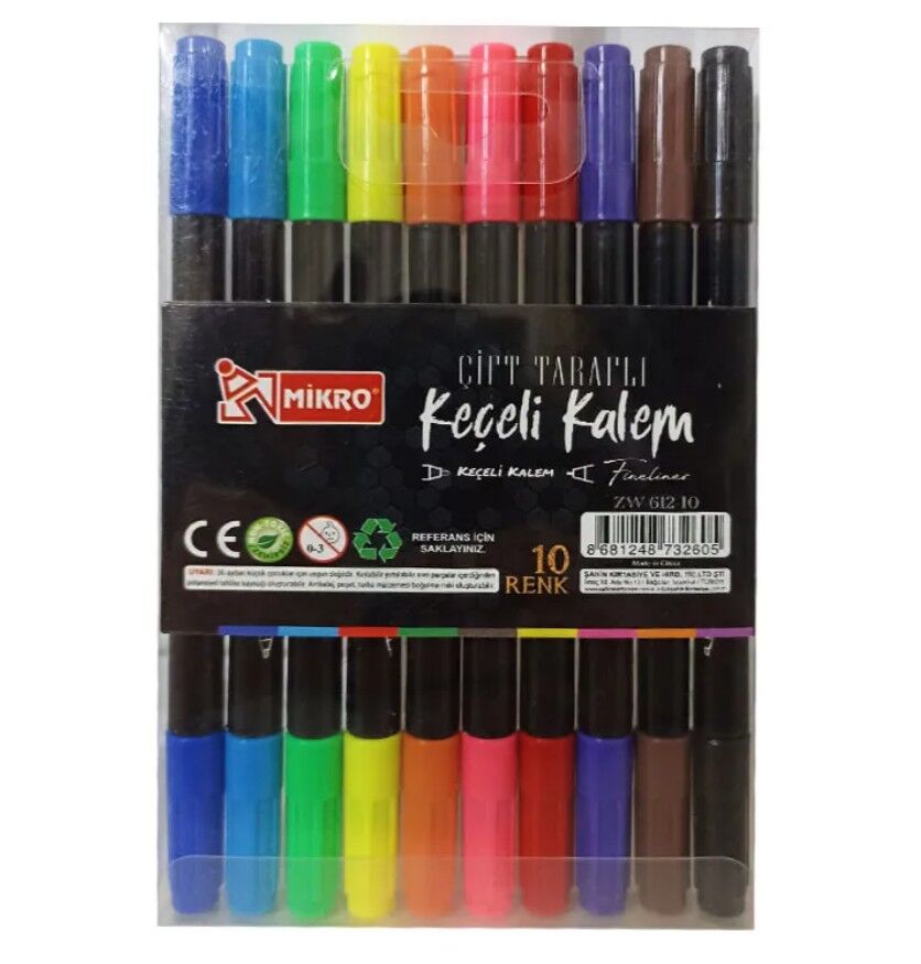 Mikro Zw-612-10 Çift Taraflı Keçeli Kalem