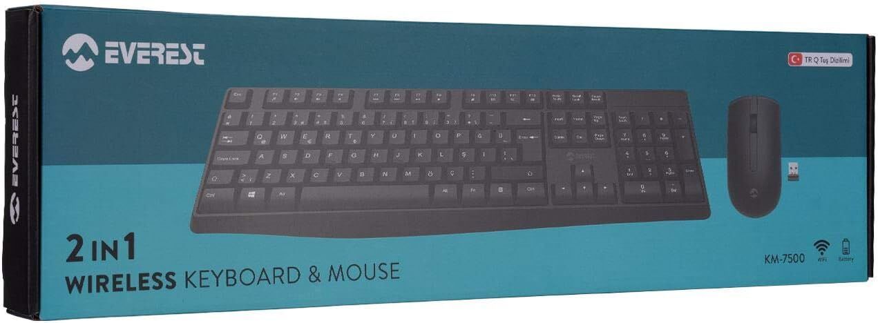 Everest KM-7500 Siyah Kablosuz Q Multimedia Klavye+ Mouse Set