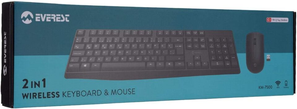 Everest KM-7500 Siyah Kablosuz Q Multimedia Klavye+ Mouse Set