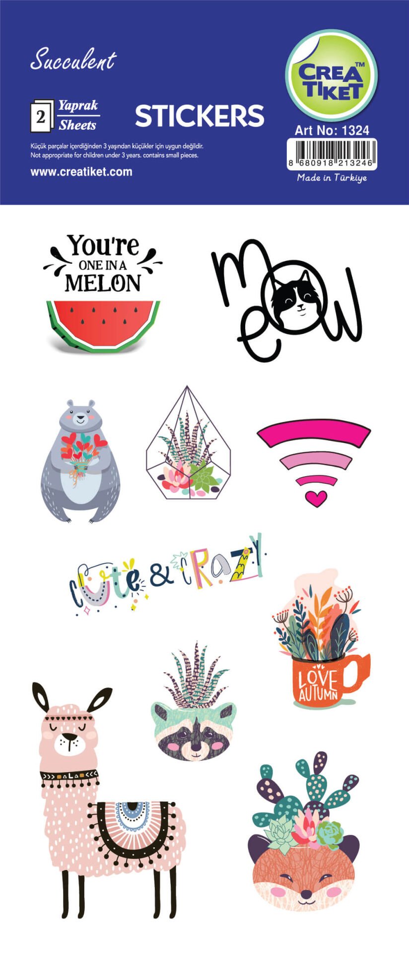 Crea Etiket Efekt Yaldızlı Çıkartma Succulent