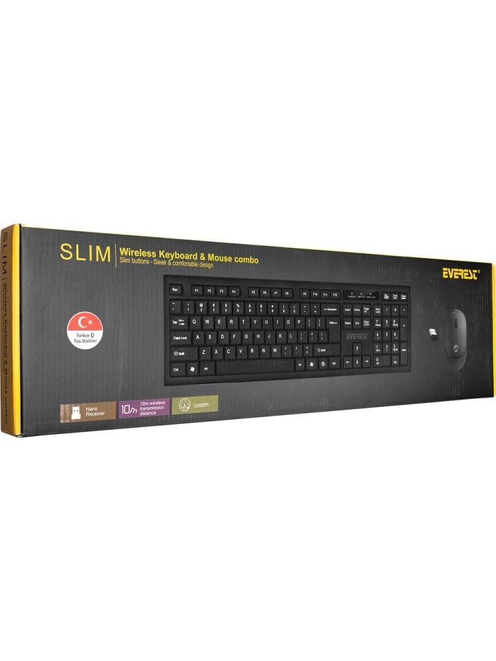 Everest Km-6121 Siyah Kablosuz Q Slim Klavye+Mouse