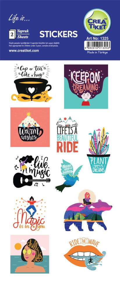 Crea Etiket Efekt Yaldızlı Çıkartma Life Is