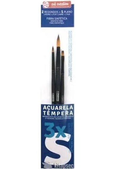 Talens Art Creation 3 Lü Sulu Boya Fırça Seti Sentetik Kıl İnce Uçlar Kısa Sap S