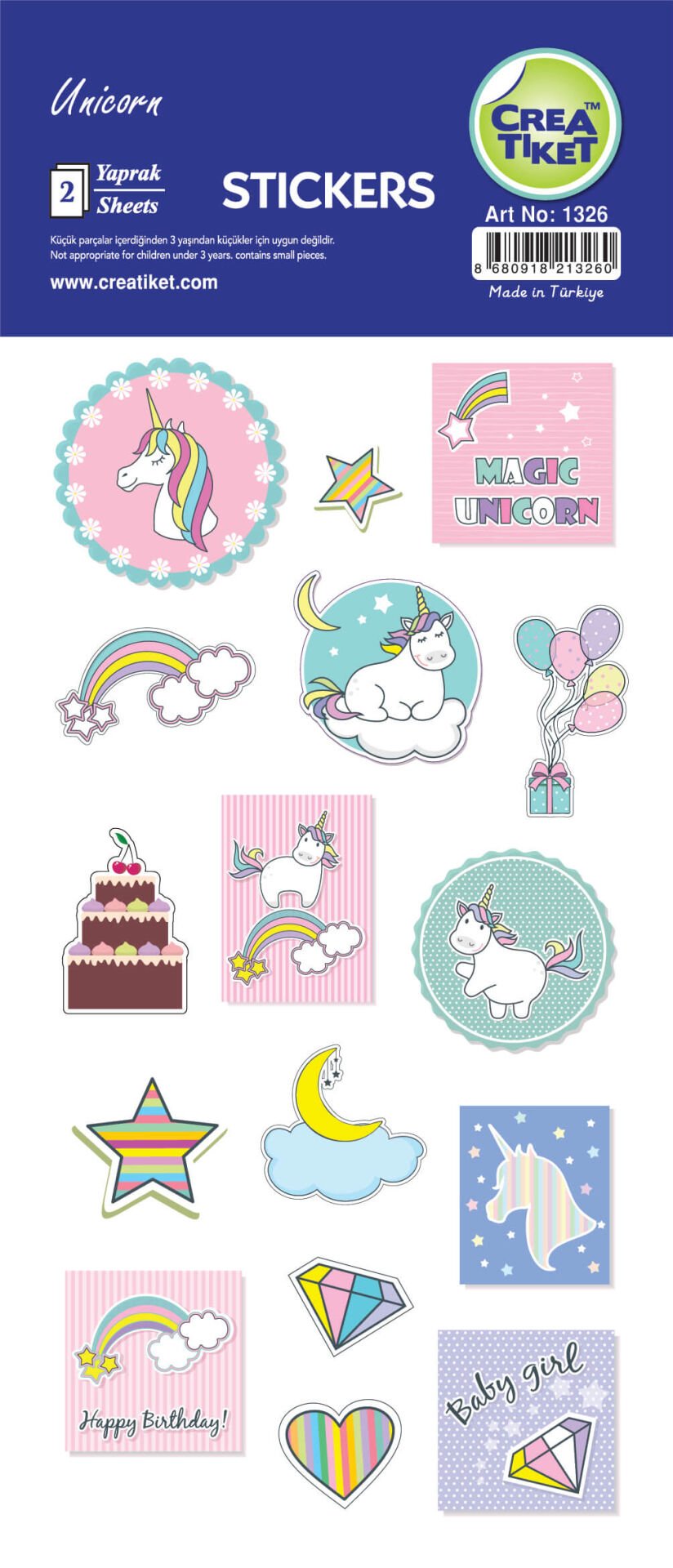 Crea Etiket Efekt Yaldızlı Çıkartma Unicorn