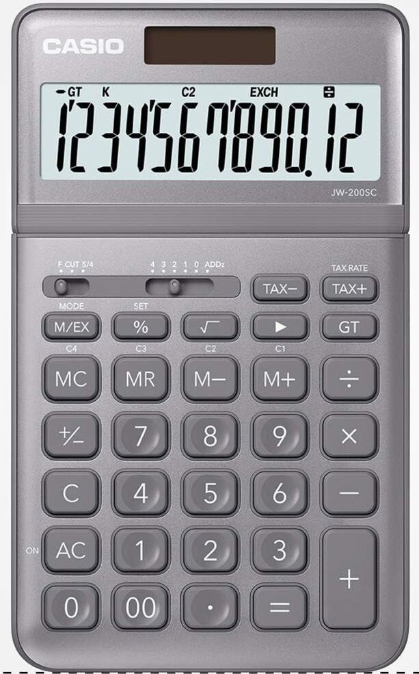 Casio Hesap Makinesi Masaüstü Jw-200Sc-Gy Gri 12 Hane