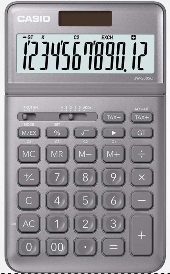 Casio Hesap Makinesi Masaüstü Jw-200Sc-Gy Gri 12 Hane