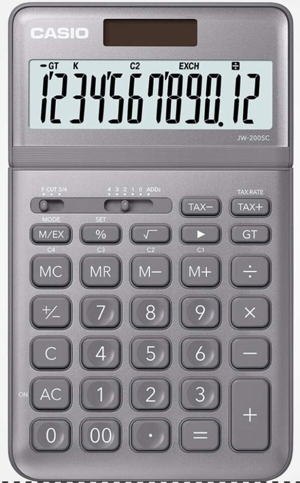 Casio Hesap Makinesi Masaüstü Jw-200Sc-Gy Gri 12 Hane