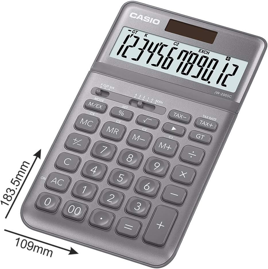 Casio Hesap Makinesi Masaüstü Jw-200Sc-Gy Gri 12 Hane