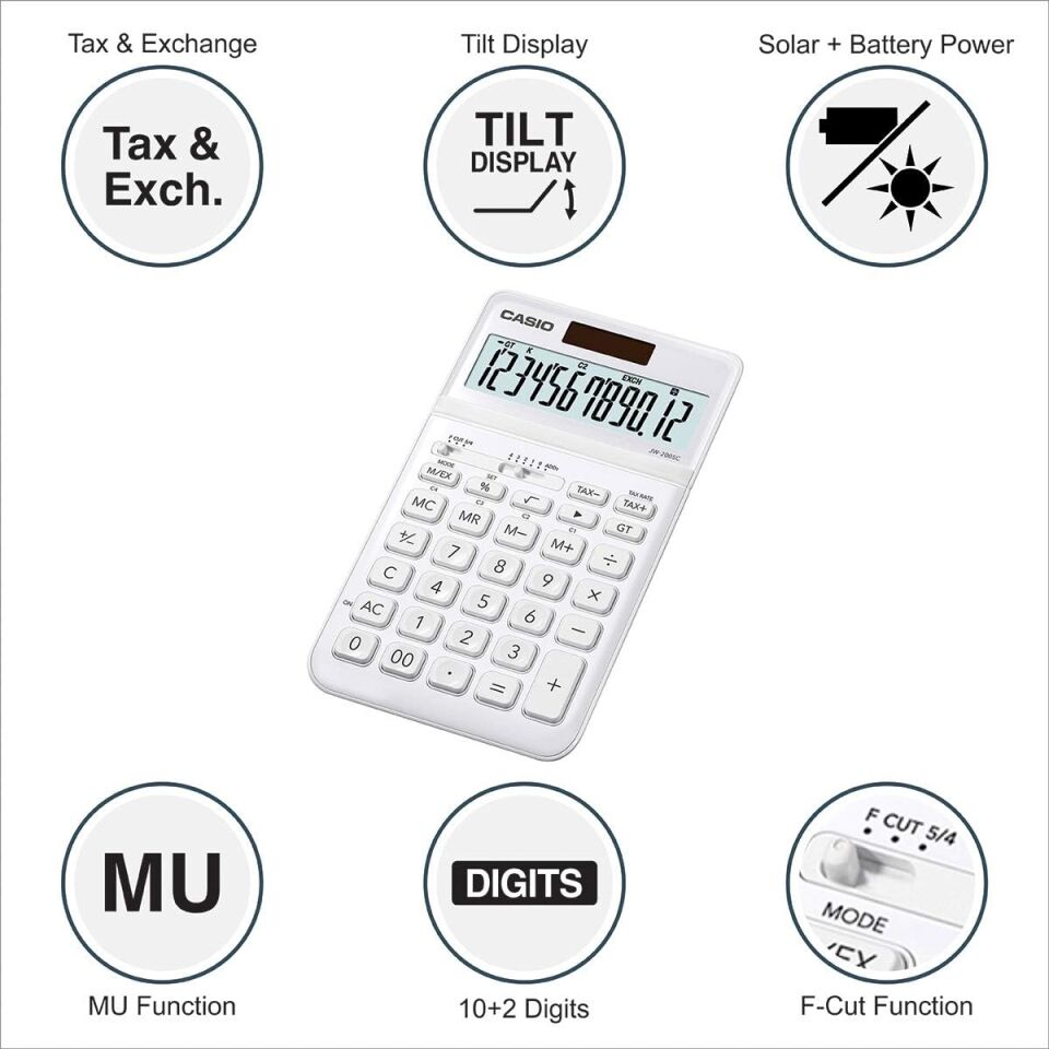 Casio Hesap Makinesi Masaüstü Jw-200Sc-We 12 Hane