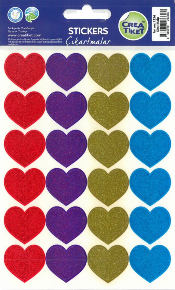 Crea Etiket Renkli Simli Kalpler