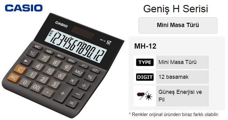 Casio Hesap Makinesi Masaüstü Mh-12 12 Hane