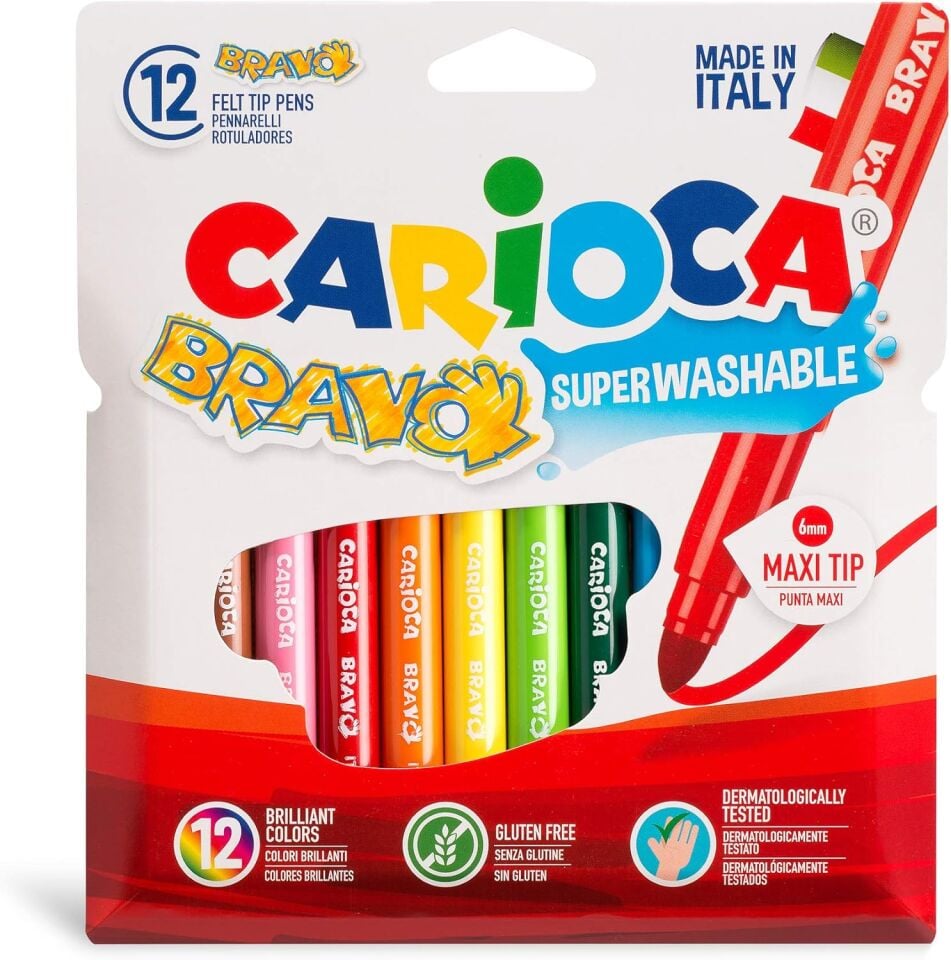 Carioca Bravo Süper Yıkanabilir Keçeli Boya Kalemi 12 Li