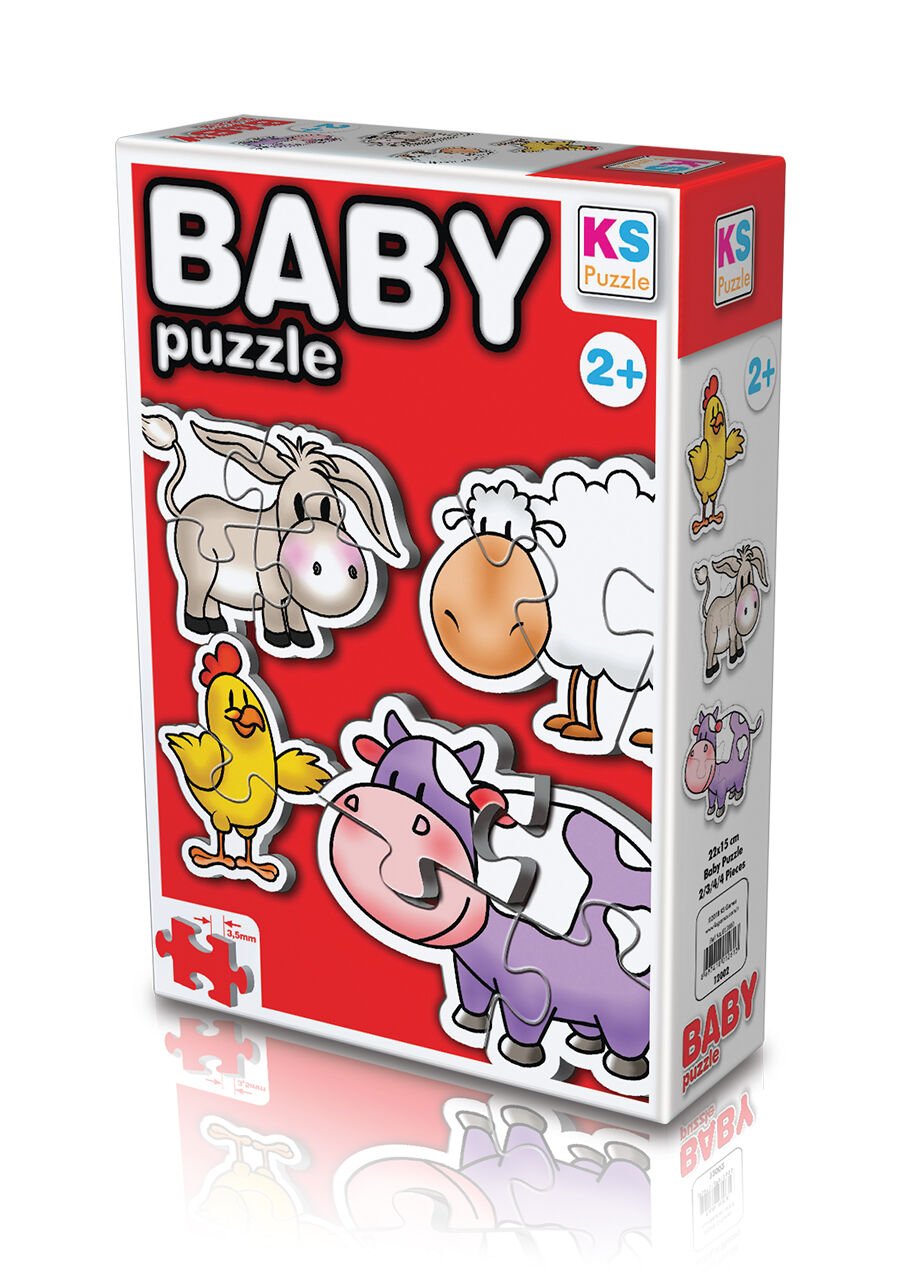 Ks Games 4in1 Puzzle 2/3/4/4 Çiftlik Hayvanları / Farm Animals