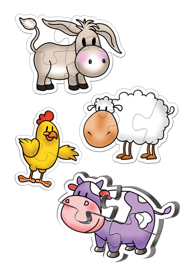 Ks Games 4in1 Puzzle 2/3/4/4 Çiftlik Hayvanları / Farm Animals