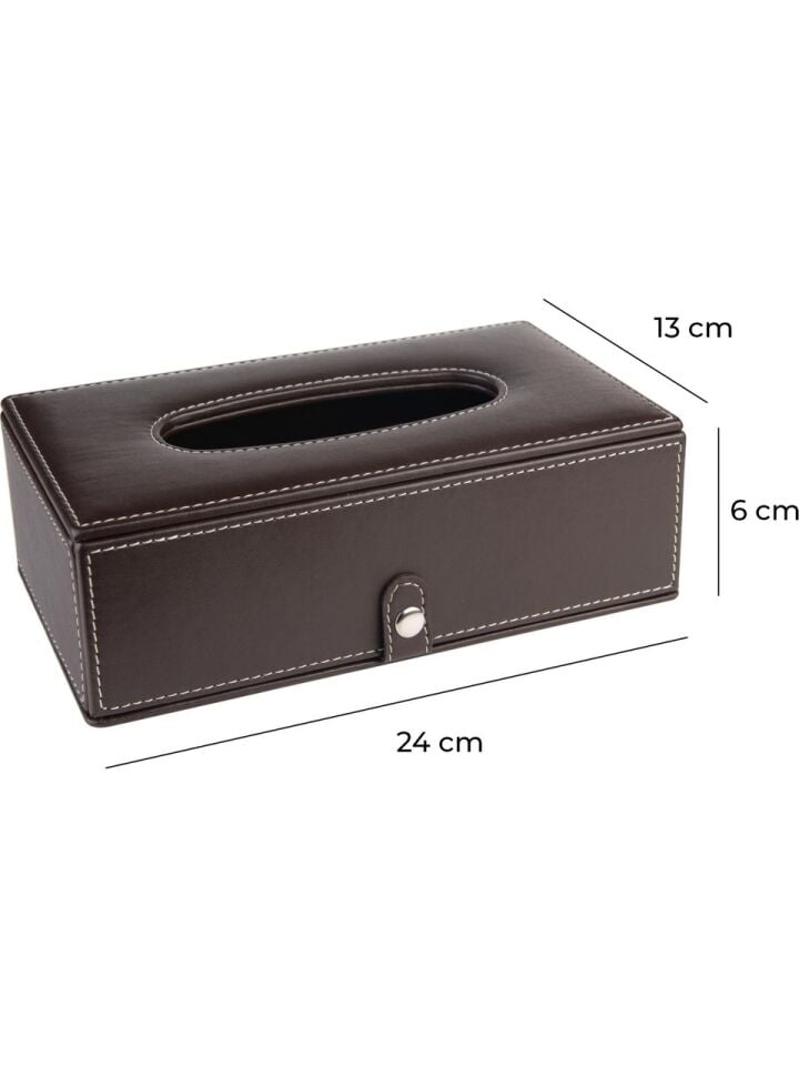 2K Suni Deri Peçetelik Mendil Kutusu 13x24x6 Cm Kahverengi