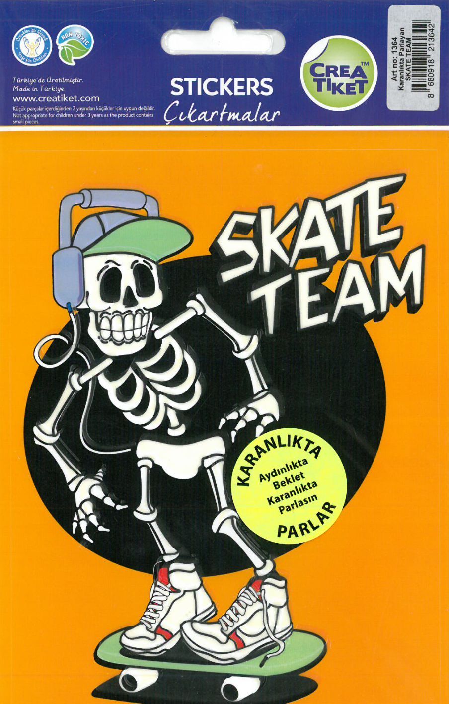 Crea Etiket Karanlıkta Parlayan Etiket Skate Team