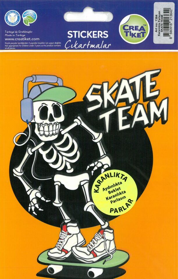 Crea Etiket Karanlıkta Parlayan Etiket Skate Team