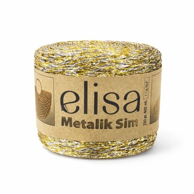 Elif Metalik Bükümlü Sim İp 250 Gr-400 Mt Altın