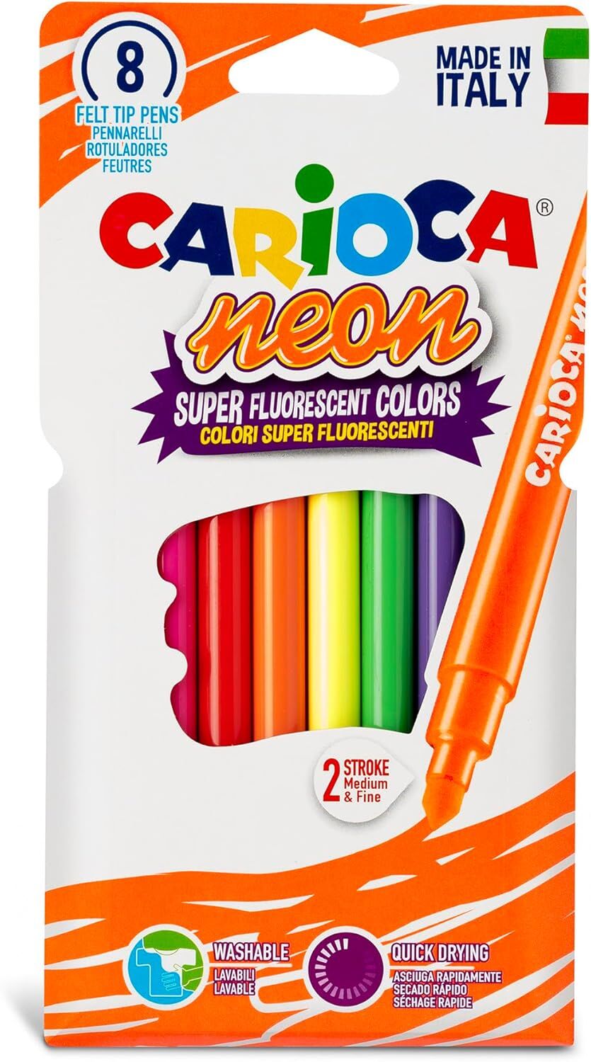 Carioca Fosforlu Yıkanabilir Keçeli Boya Kalemi 8 Li