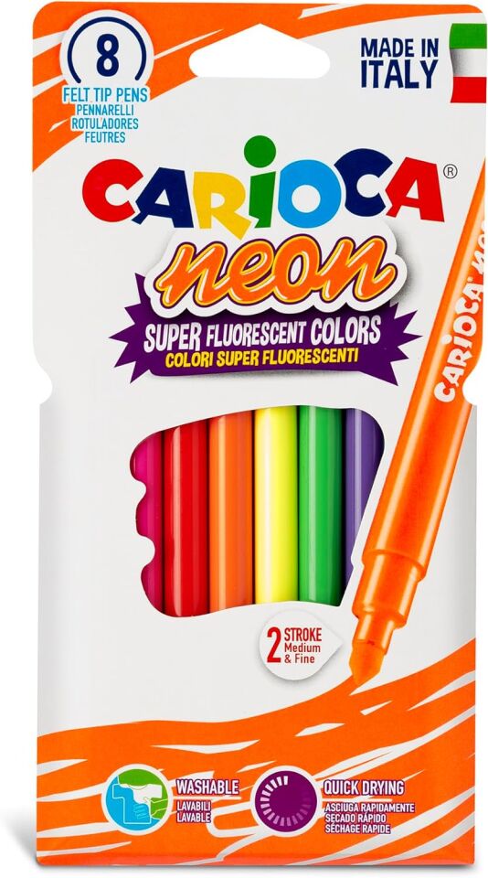 Carioca Fosforlu Yıkanabilir Keçeli Boya Kalemi 8 Li