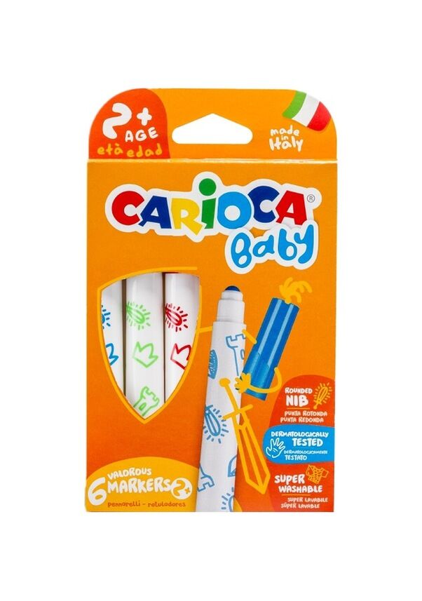 Carioca Jumbo Bebek Süper Yıkanabilir Keçeli Boya Kalemi 6 Lı +2 Yaş
