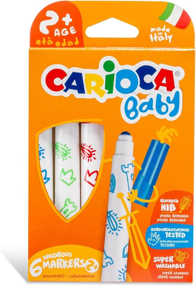 Carioca Jumbo Bebek Süper Yıkanabilir Keçeli Boya Kalemi 6 Lı +2 Yaş