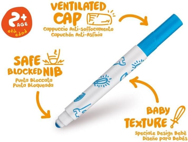 Carioca Jumbo Bebek Süper Yıkanabilir Keçeli Boya Kalemi 6 Lı +2 Yaş