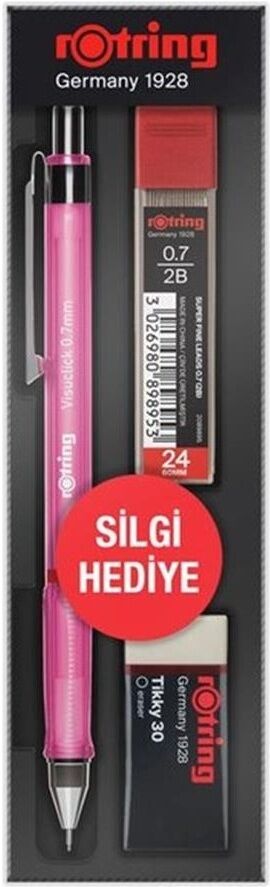Rotring Visuclick Min Silgi 3 Lü Okul Seti- 0.7 Mm Pembe