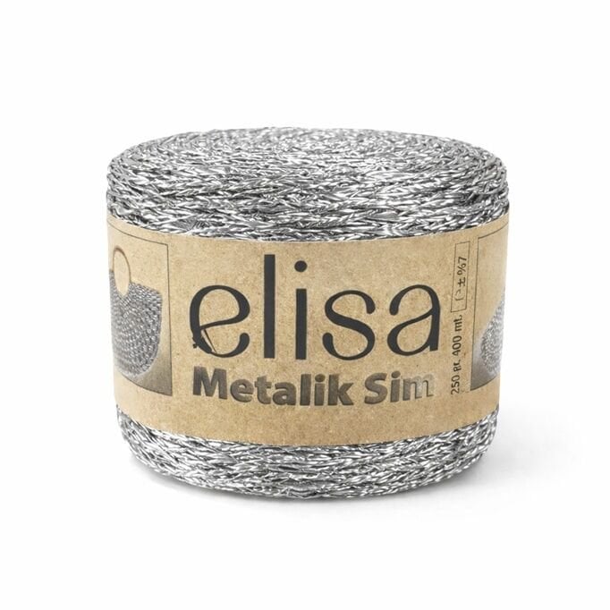 Elif Metalik Bükümlü Sim İp 250 Gr-400 Mt Gümüş