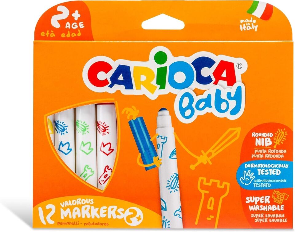Carioca Jumbo Bebek Süper Yıkanabilir Keçeli Boya Kalemi 12 Li +2 Yaş