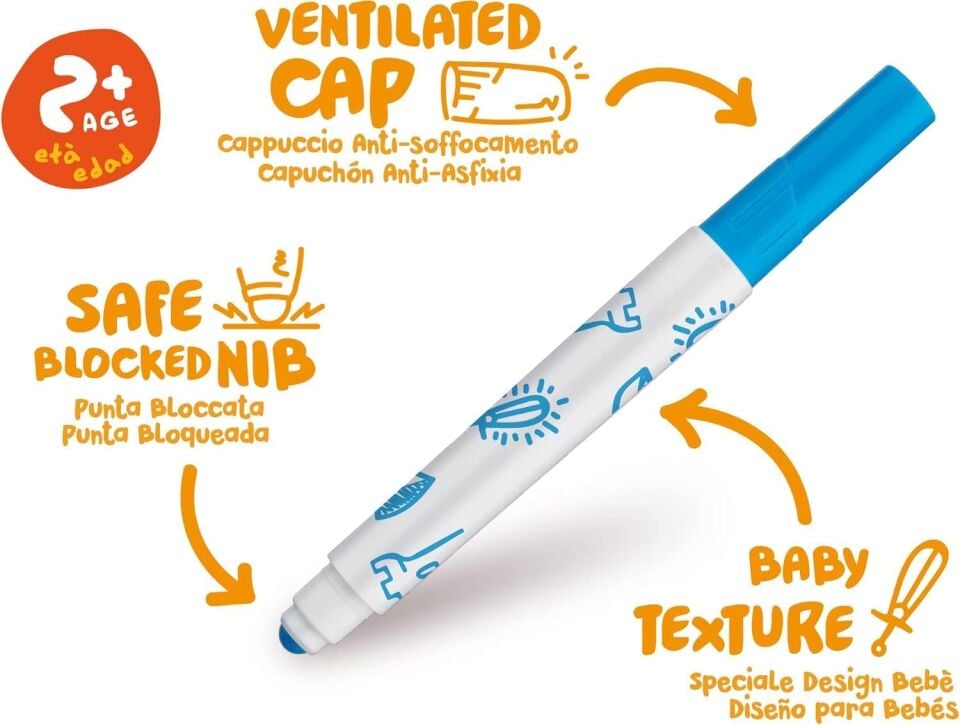 Carioca Jumbo Bebek Süper Yıkanabilir Keçeli Boya Kalemi 12 Li +2 Yaş