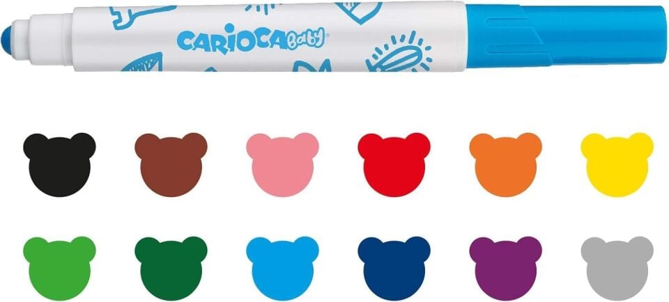 Carioca Jumbo Bebek Süper Yıkanabilir Keçeli Boya Kalemi 12 Li +2 Yaş