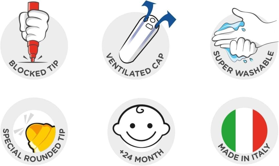 Carioca Jumbo Bebek Süper Yıkanabilir Keçeli Boya Kalemi 12 Li +2 Yaş