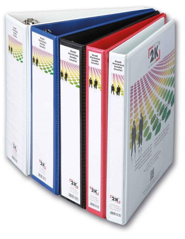 2k Evrak Sunum Tanıtım Firma Klasörü A4 Pvc 3 Cm 4 Halkalı 250 Yaprak Kapasiteli Ring Binder File 27,5x32 Cm Beyaz