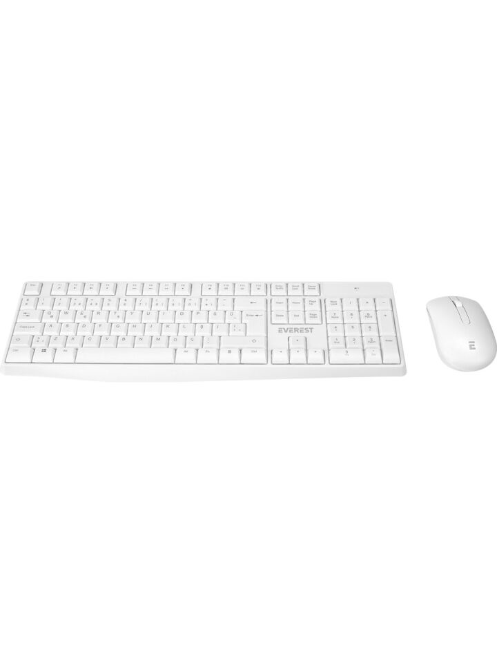 Everest KM-7500 Beyaz Kablosuz Q Multimedia Klavye+ Mouse Set