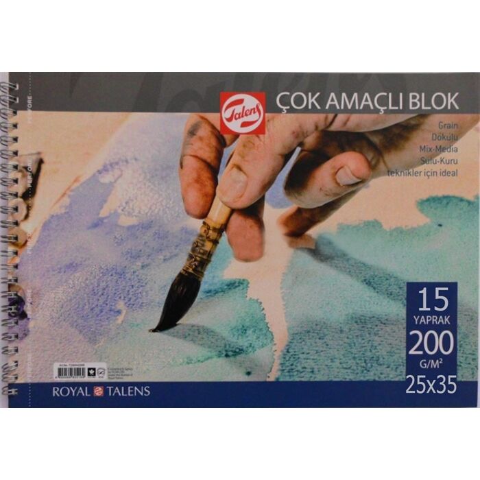 Talens Çok Amaçlı Resim Defteri 25x35 200 Gr Spiralli 15 Yaprak