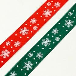 Elif Saten Baskılı Kurdela 3 Cm 20 Mt Kar Tanesi Kırmızı