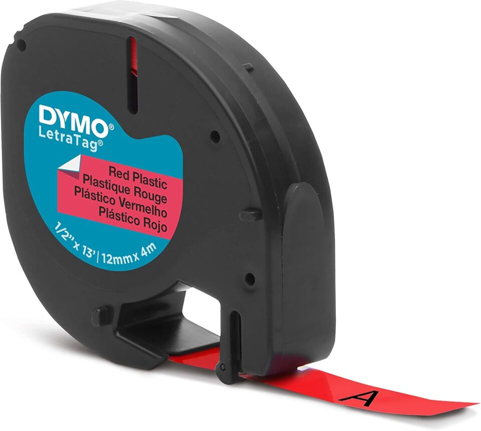 Dymo Letra Tag Plastik Şerit 12 Mm X 4 Mt Kırmızı