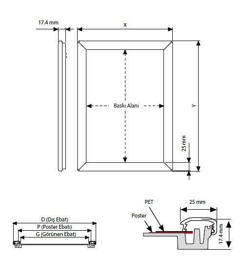 Sds Çerçeve 25 Mm Rondosuz Gönye 50x70 Cm
