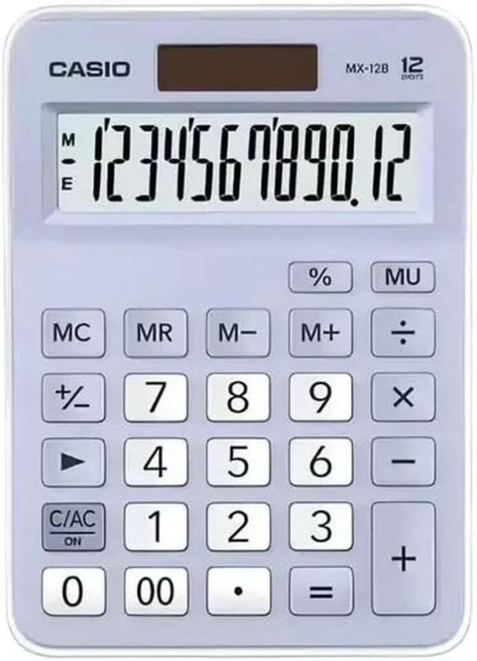 Casio Hesap Makinesi Masaüstü Mx-12B-Lb 12 Hane Mavi