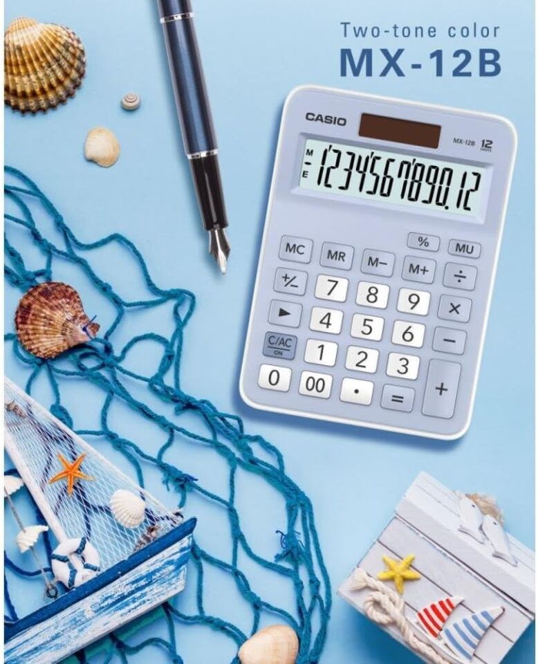 Casio Hesap Makinesi Masaüstü Mx-12B-Lb 12 Hane Mavi
