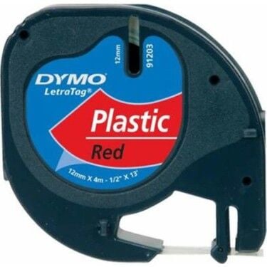 Dymo Letra Tag Plastik Şerit 12 Mm X 4 Mt Kırmızı